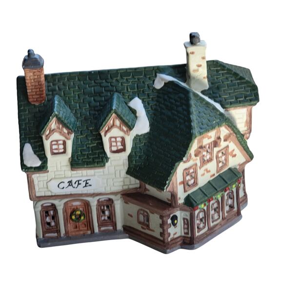 Vintage Christmas Village Café House – Snowy Roof & Brick Details - Picture 2 of 10